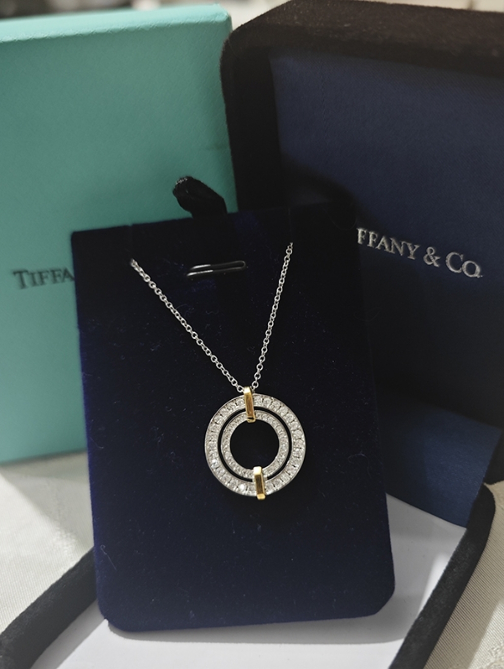 Tiffany & Co. Round Pav Diamond Pendant Necklace